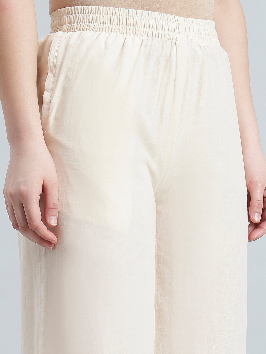 Cream 100% Cotton Hakoba Wide Pant