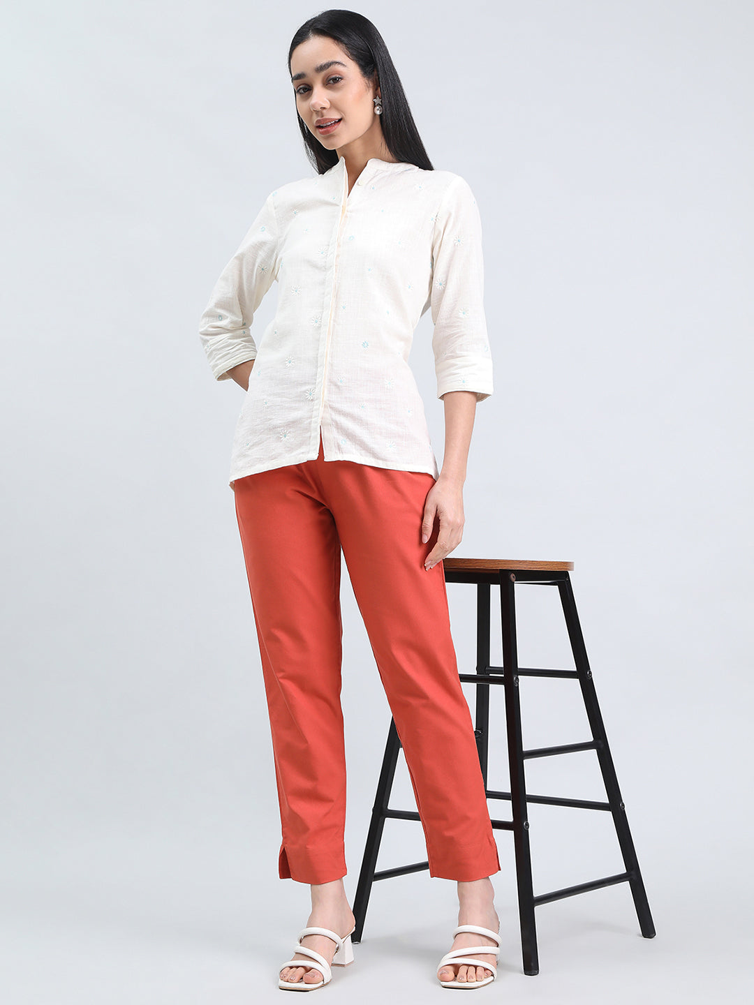 Rust Cotton Pencil Pant