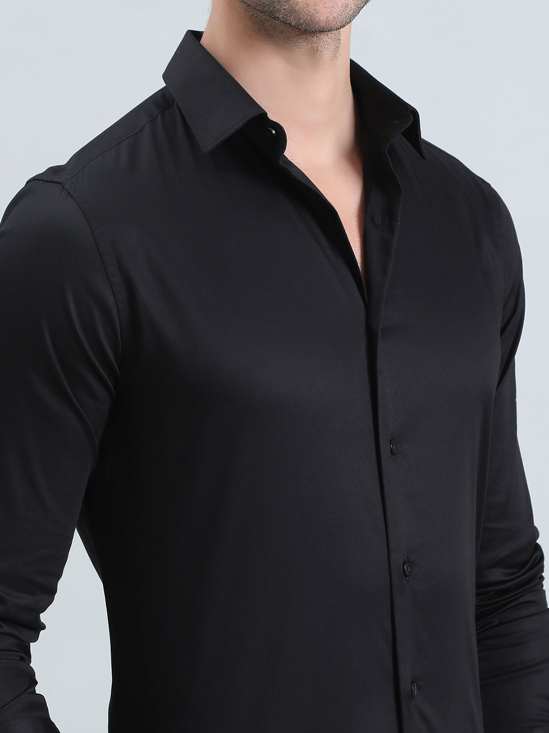 Cotton Stretch Slim Fit Satin Shirt