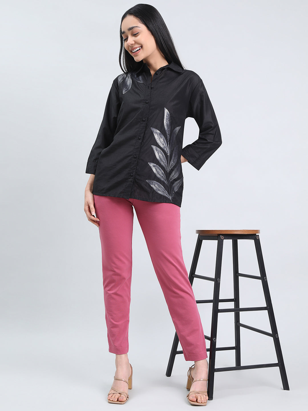 Light Wine Cotton Stretch Kurti Pants