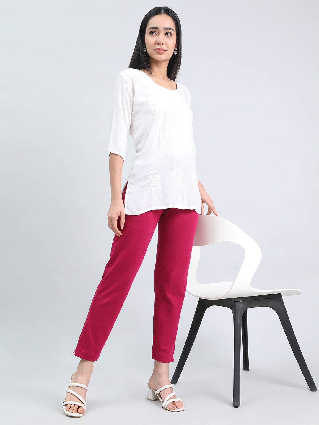 Dark Fuchsia Cotton Stretch Kurti Pants