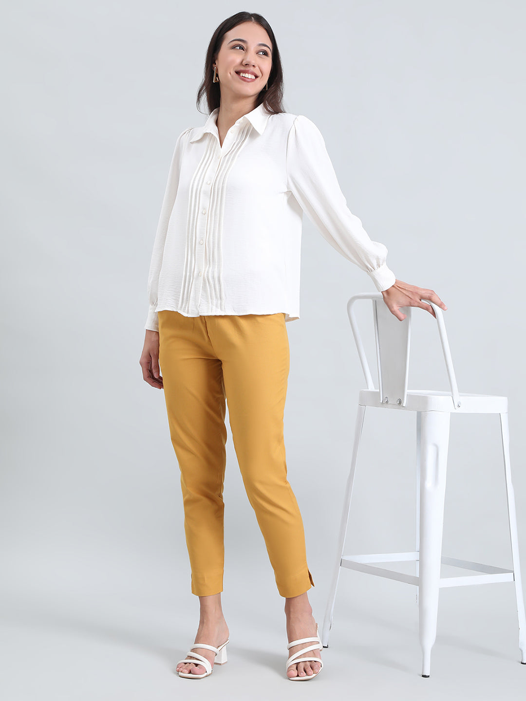 Light Mustard Cotton Pencil Pant