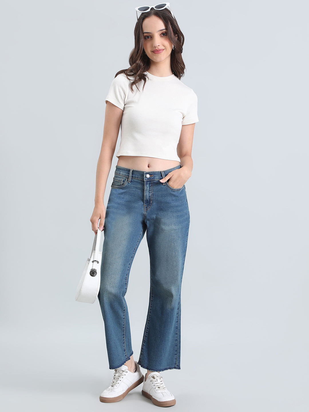 Rib Cotton Round Neck Crop Top