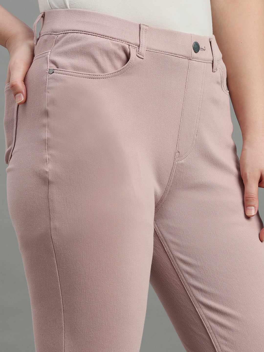 Dusty Pink Cotton Polyester Super Stretch Jeggings