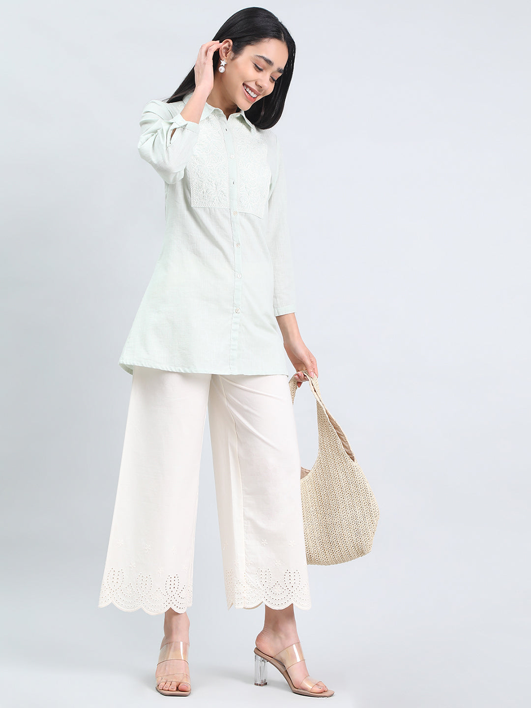 Cream Cotton Hakoba Palazzo