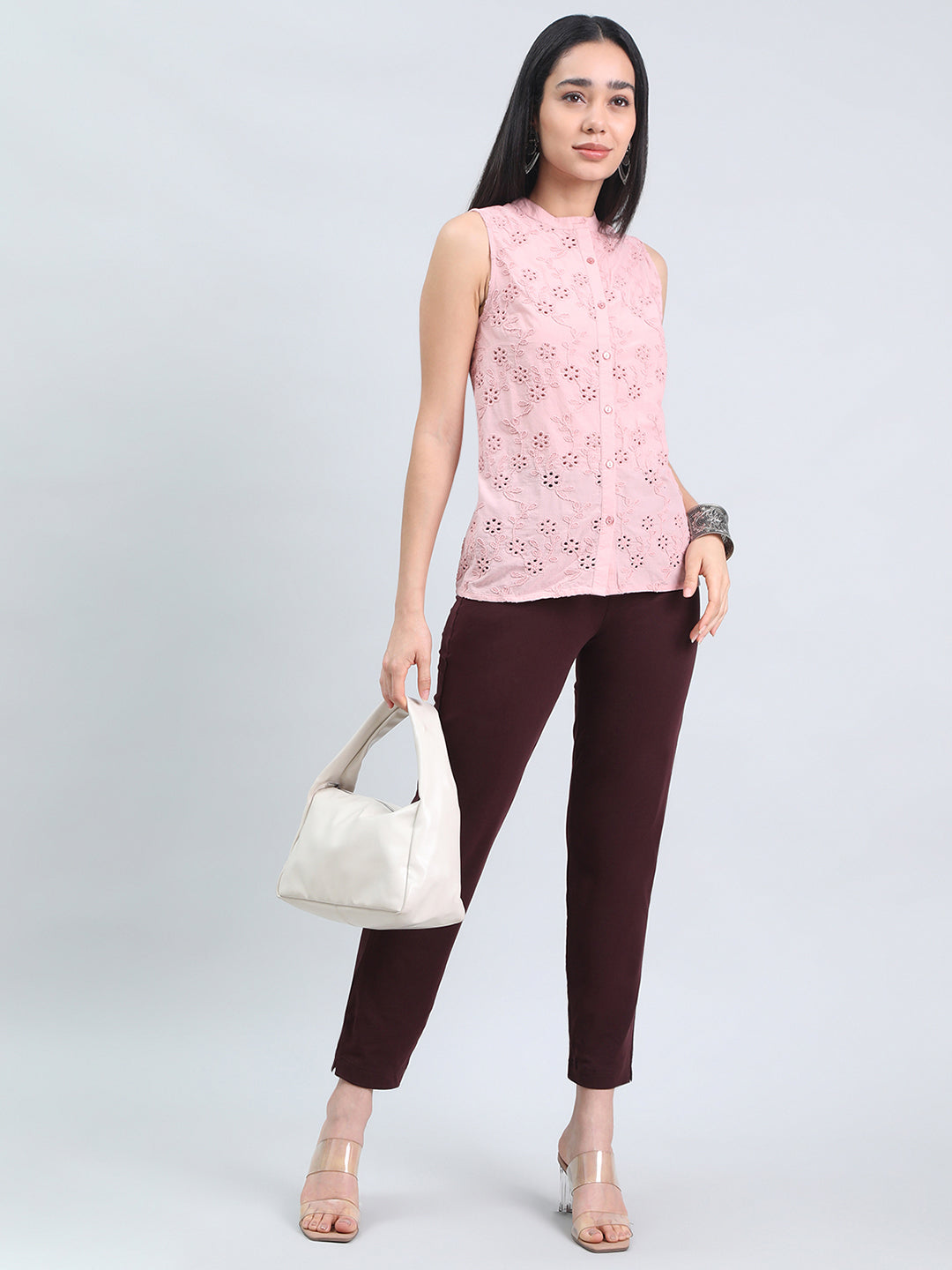 Dark Wine Cotton Stretch Kurti Pants