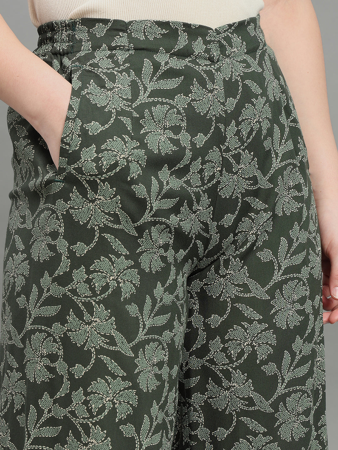 Green Viscose Printed Palazzo