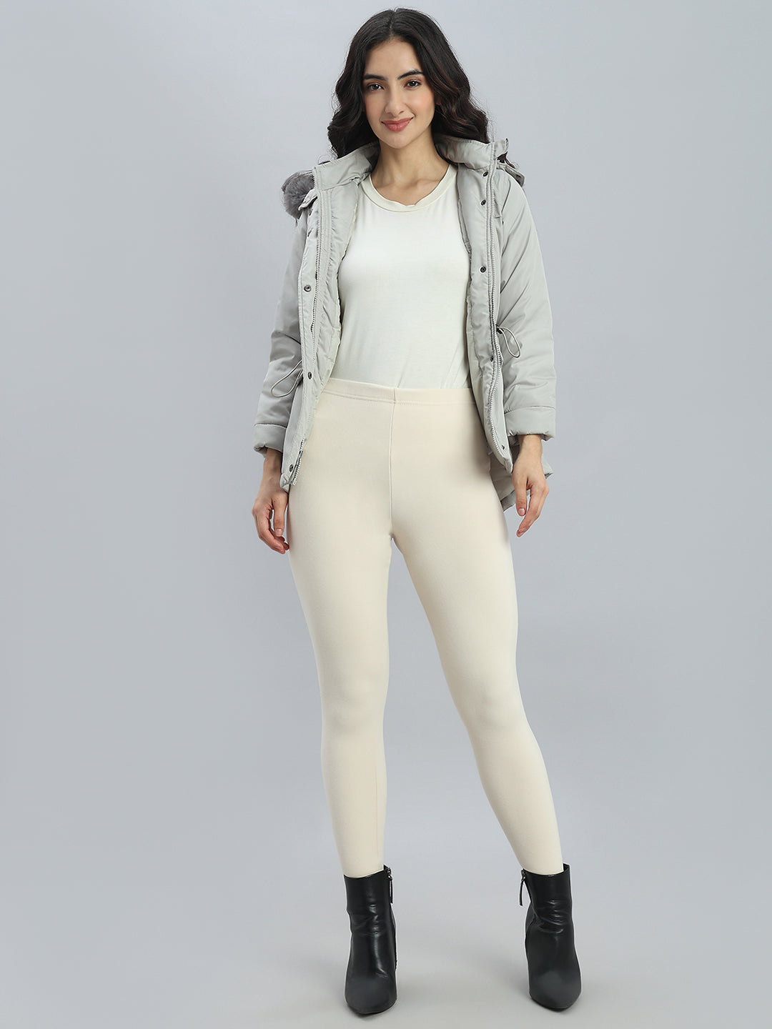 Cream Warm Suede Leggings