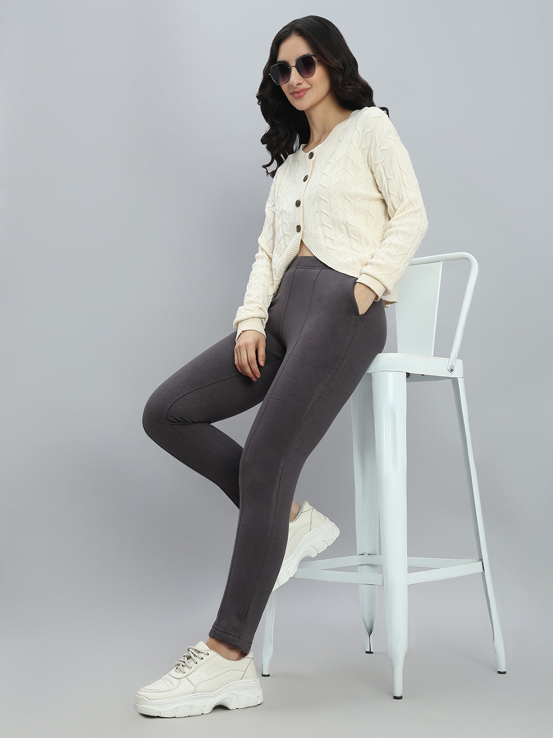 Silver Grey Fleece Ultra Warm Kurti Pant