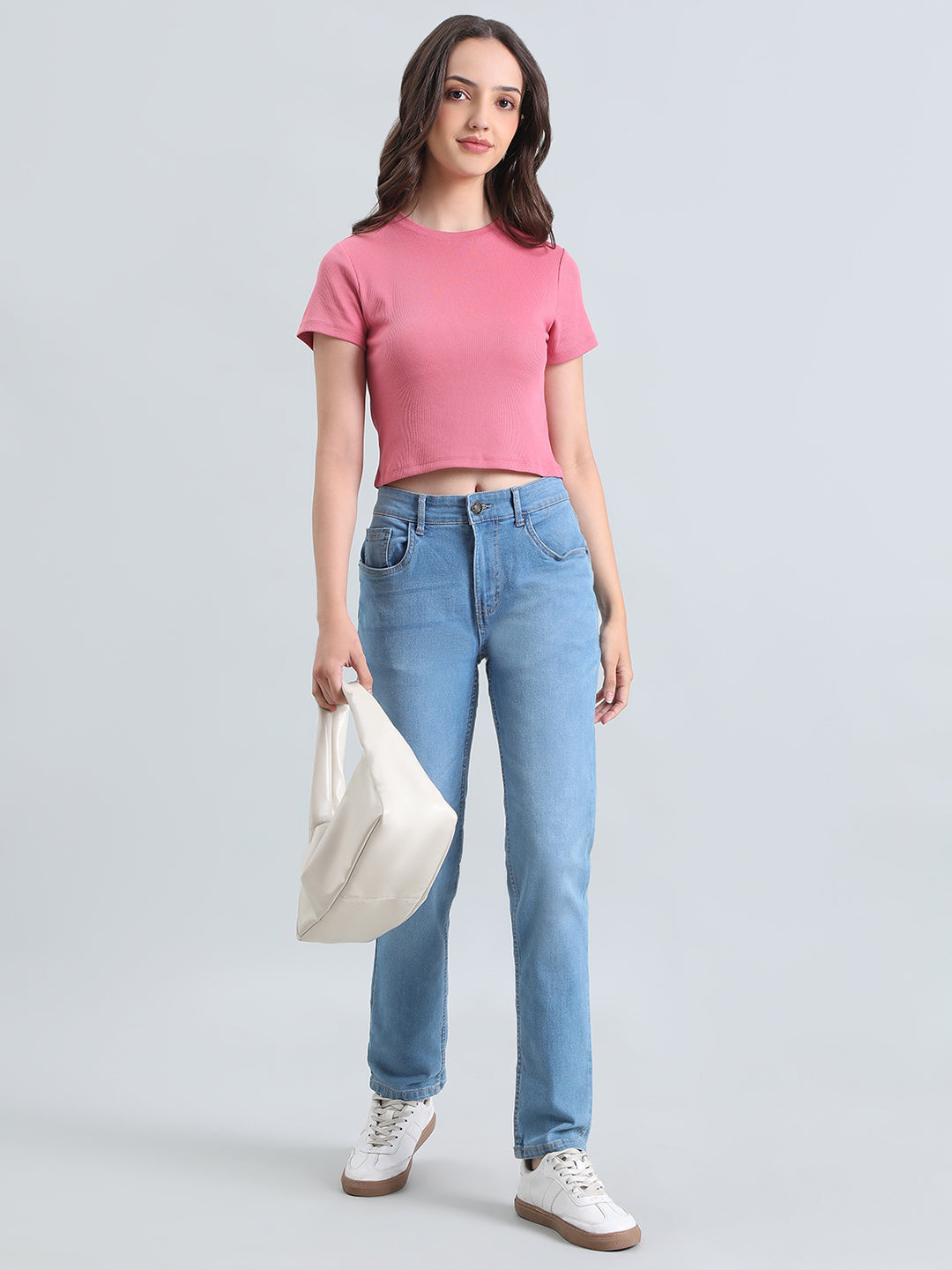 Cotton Stretch Slim Fit Cropped T-Shirt