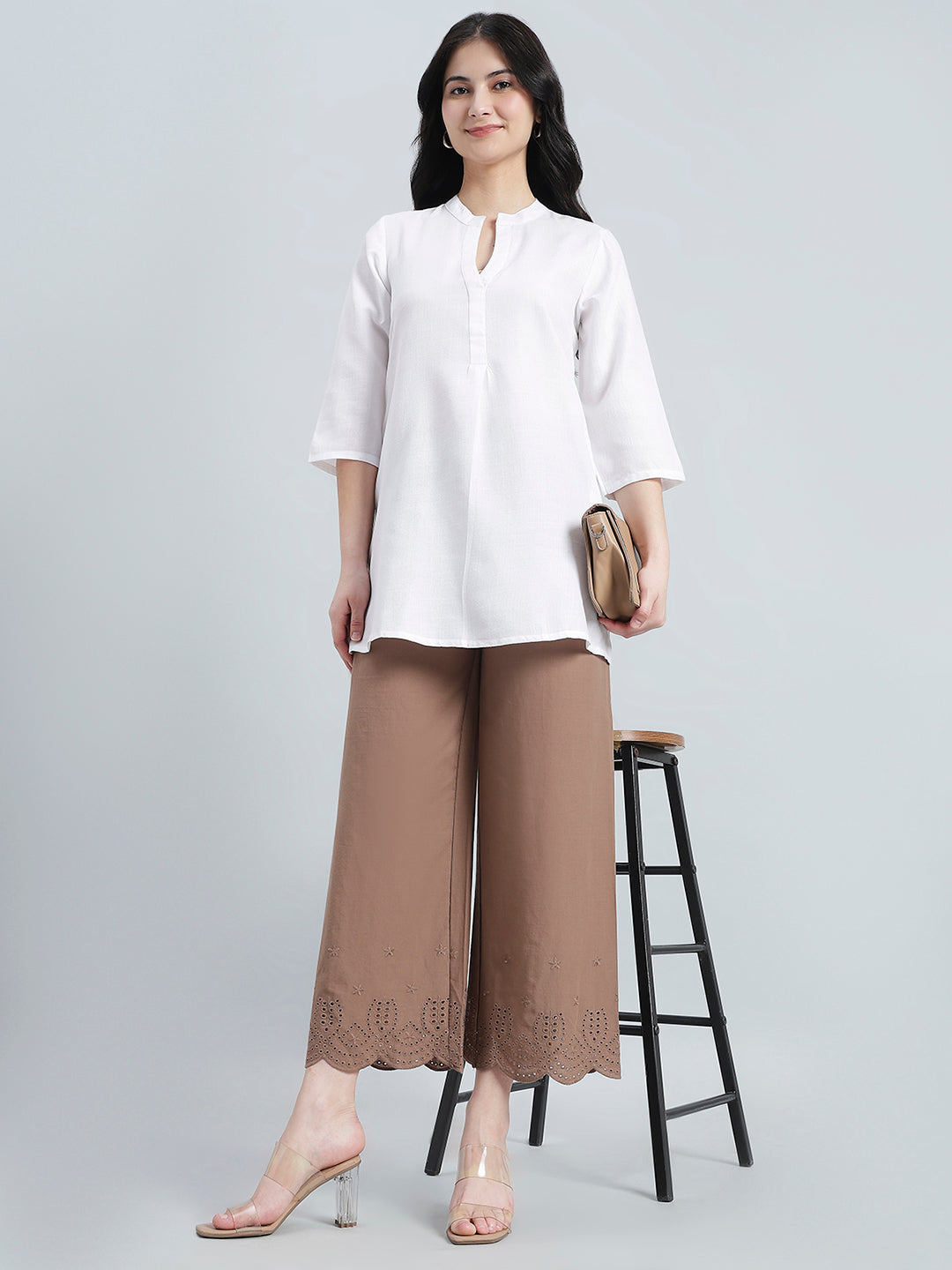 Light Brown Cotton Hakoba Palazzo