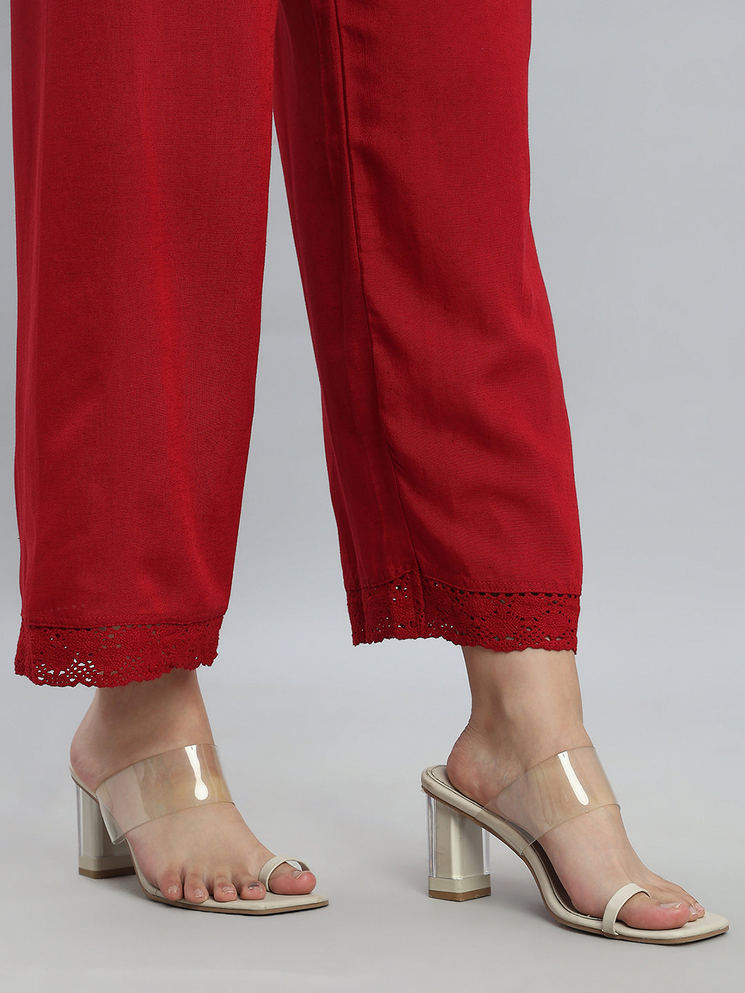 Cherry Linen Lace Palazzo