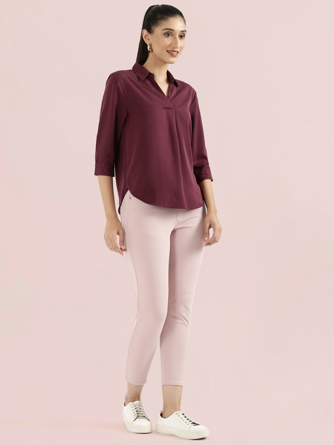 Rayon Polo Collar Top
