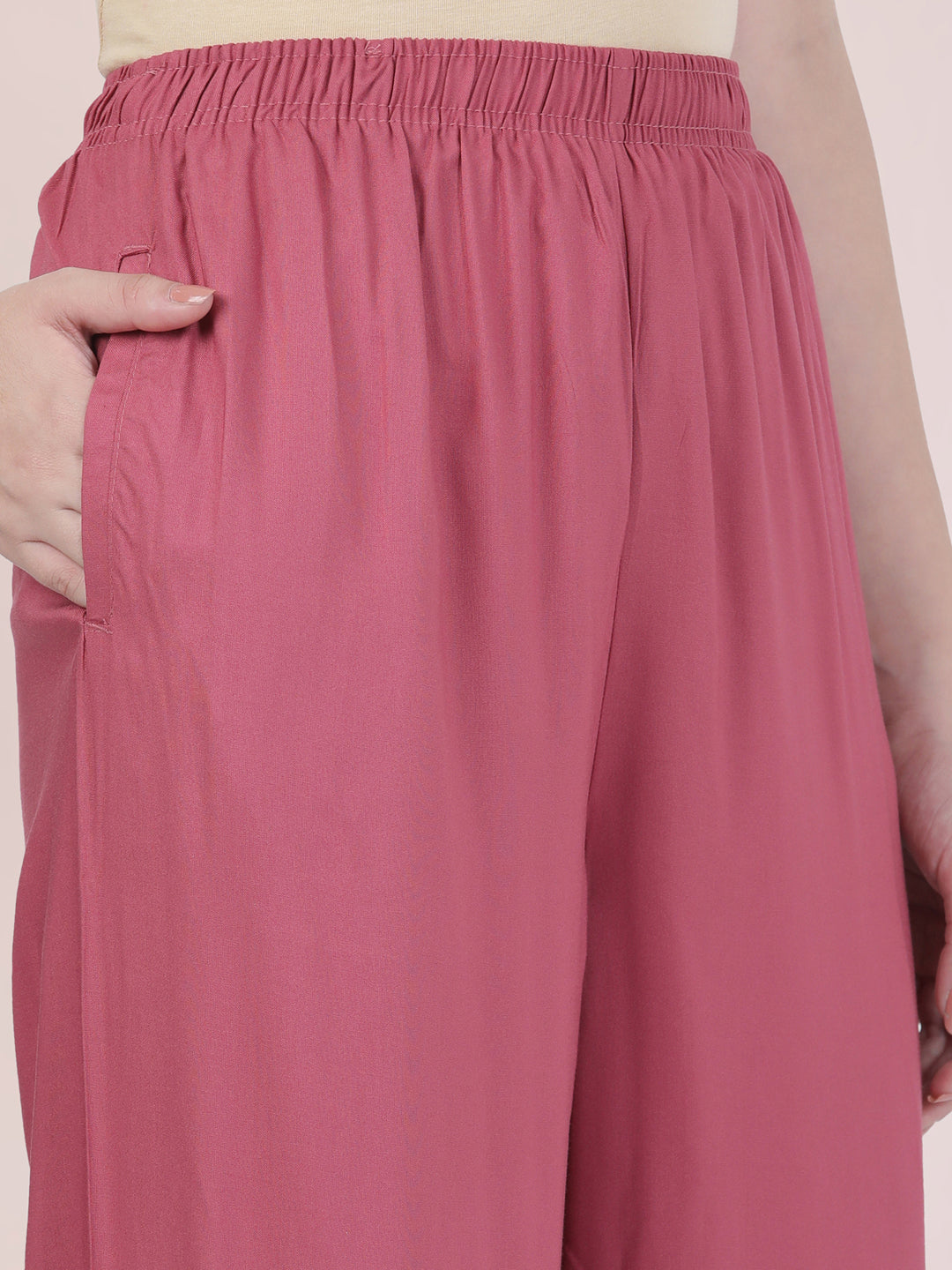 Light Wine Woven Viscose Basic Palazzo