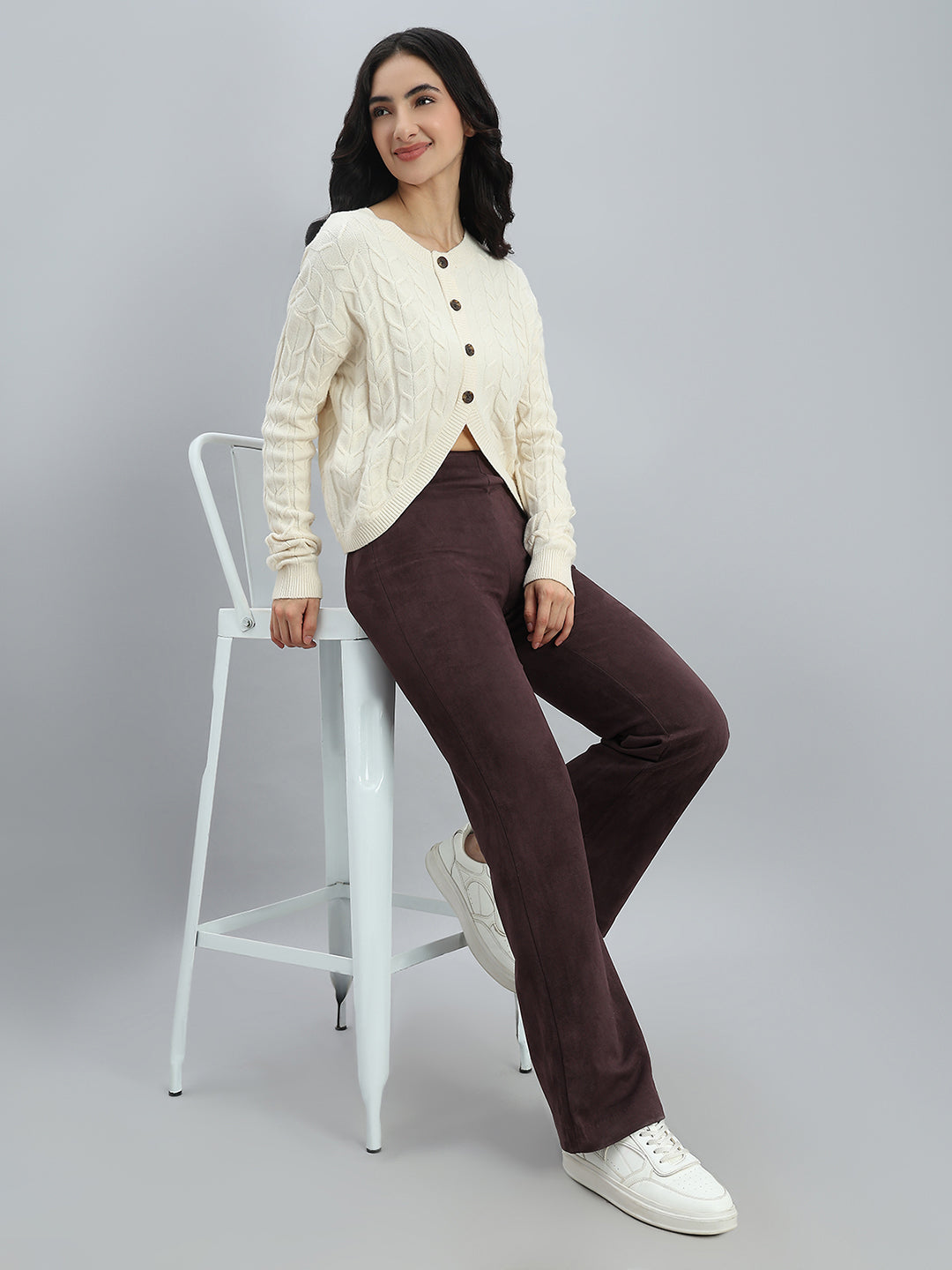 Dark Wine Suede Bell Bottom