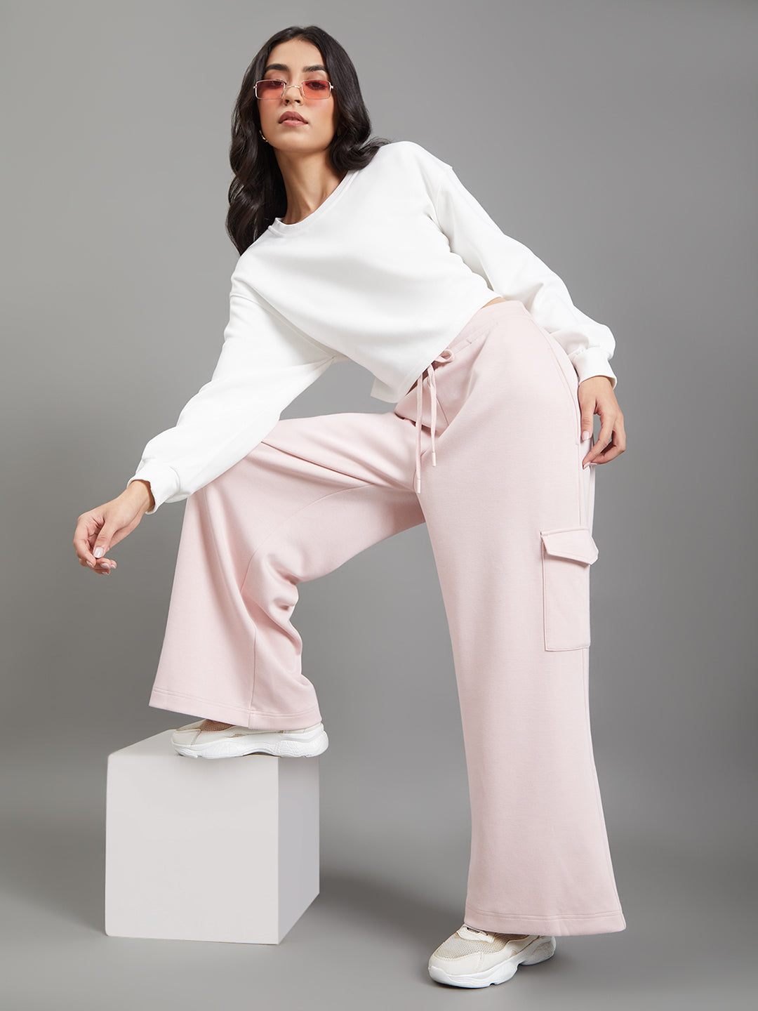 Baby Pink Cargo Sweatpants