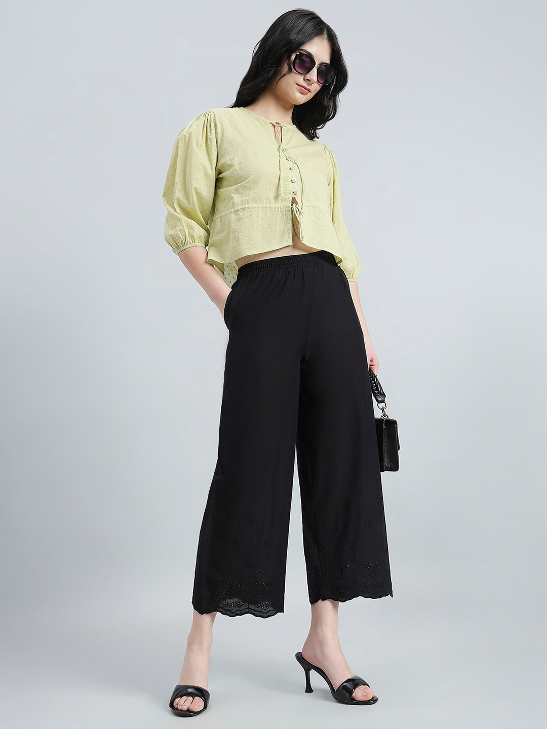 Black 100% Cotton Hakoba Wide Pant