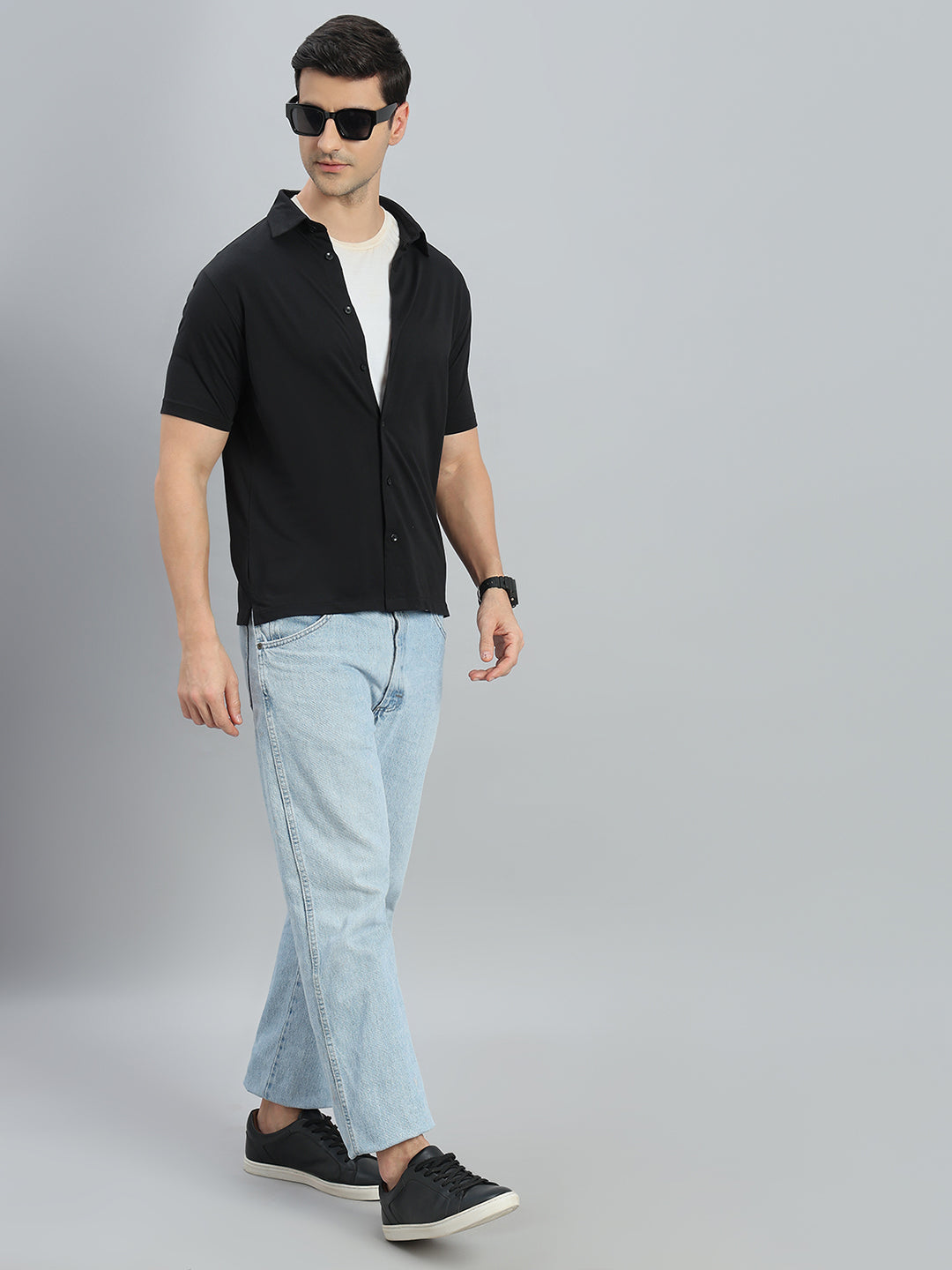 Cotton Stretch Half Sleeves Knit Shirt