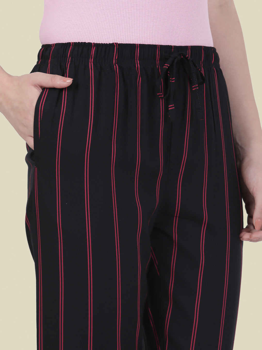 Black Woven Viscose Printed Lounge Pants