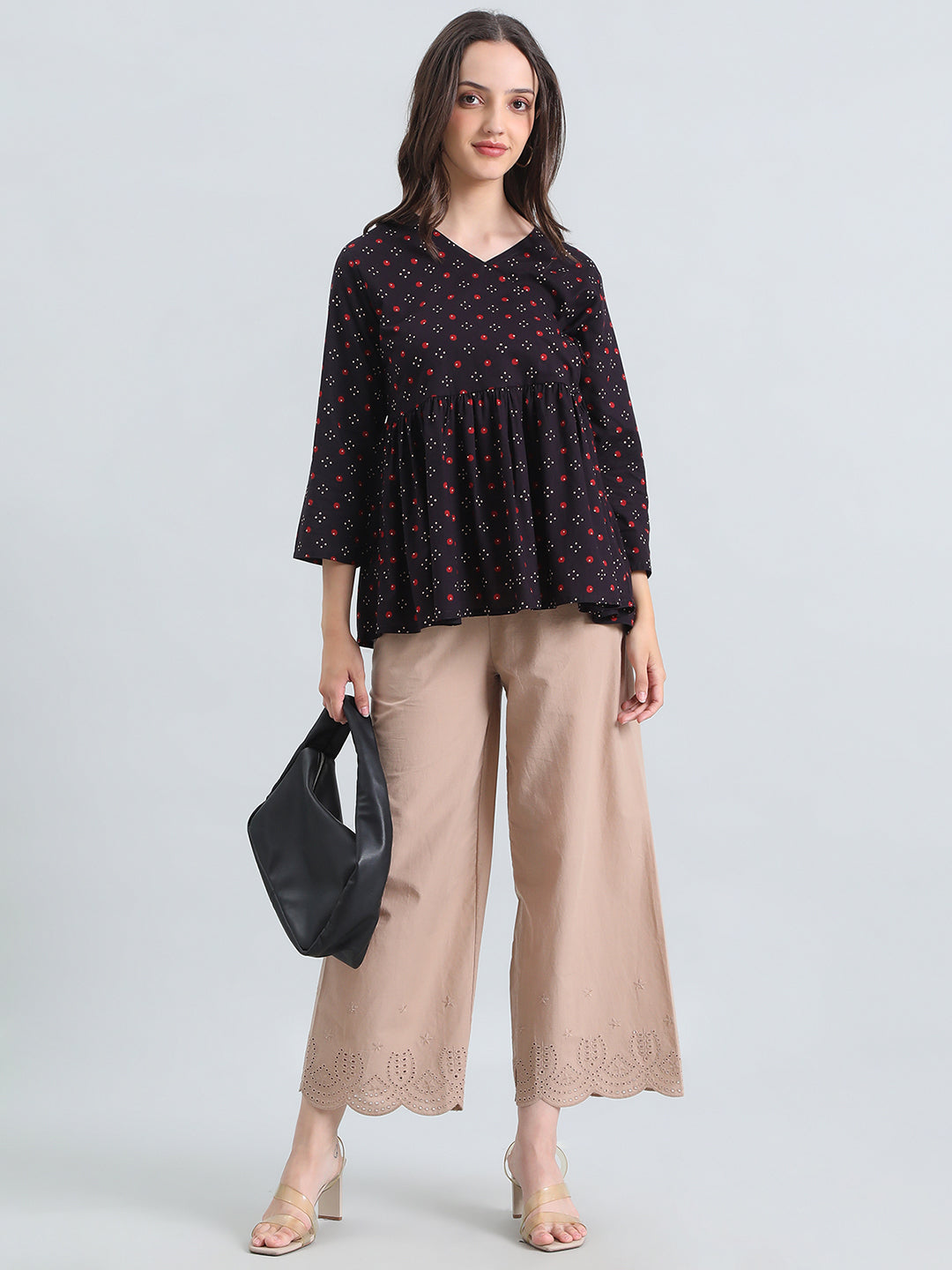 Cotton Bandhani Dot Print Peplum Blouse