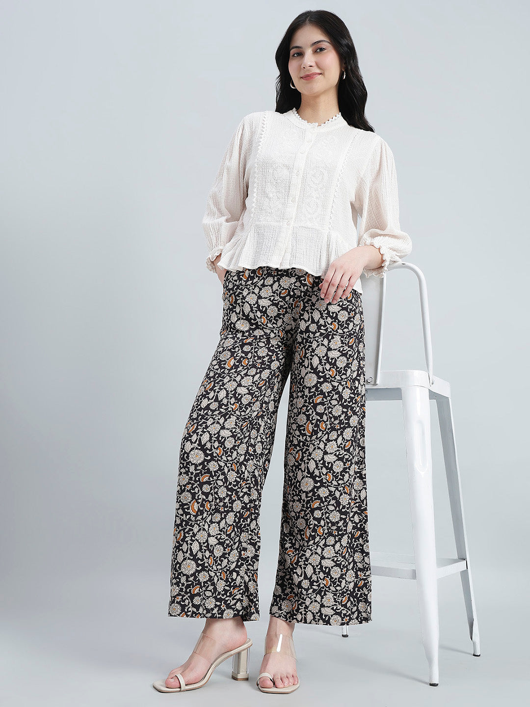 Black Viscoses Printed Palazzo