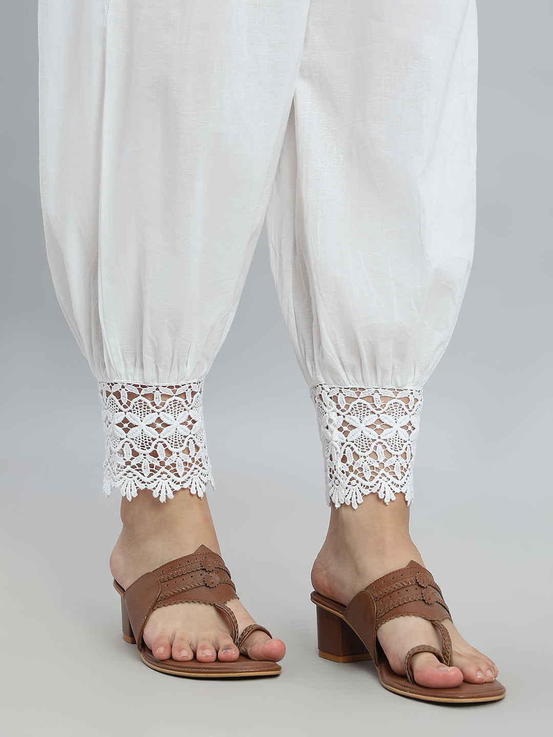 White Embroidered Lace Salwar