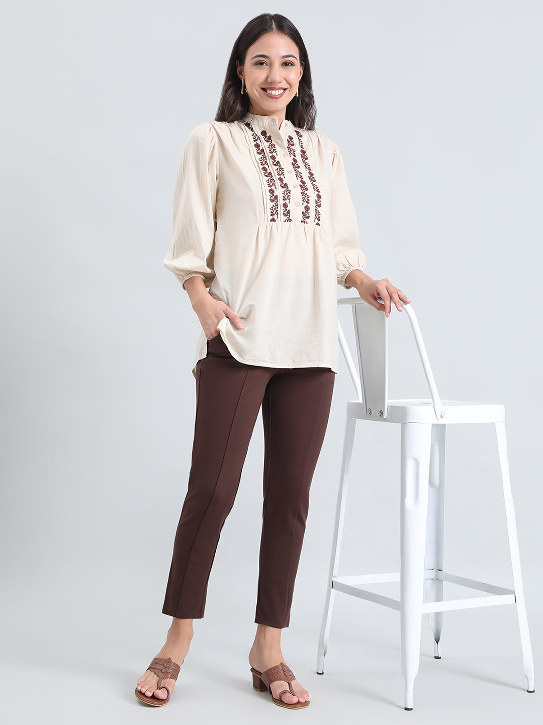 Dark Brown Roma Ponte Pants