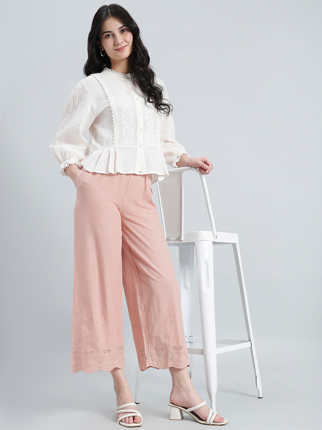 Baby Pink 100% Cotton Hakoba Wide Pant