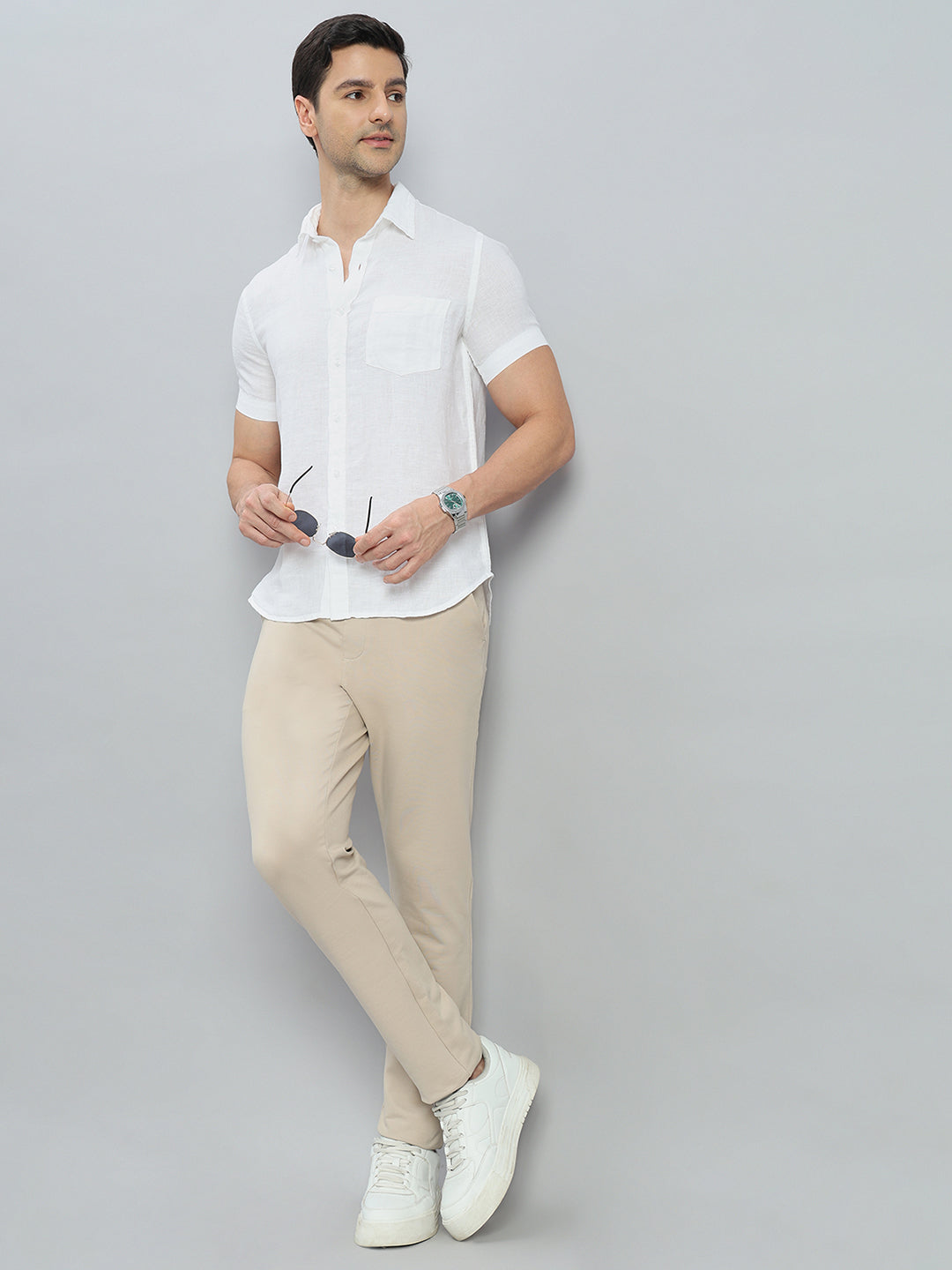 Pure Linen Regular Fit Half Sleeves Shirt