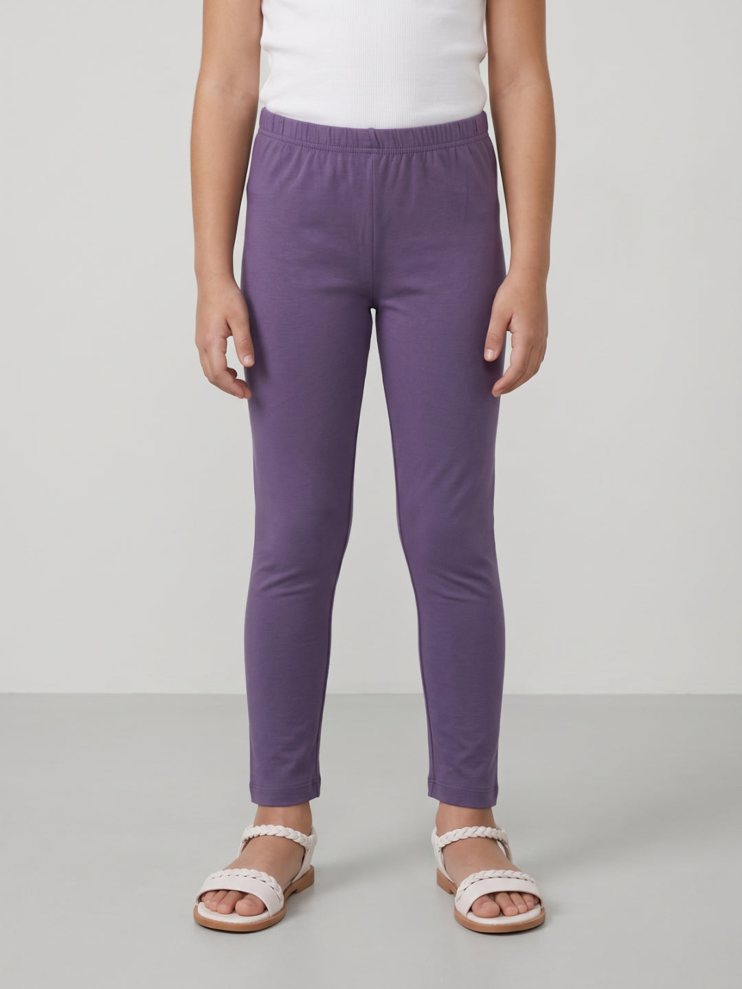 Lilac Cotton Stretch  Cropped Leggings