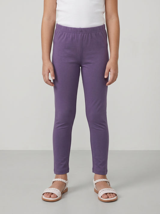 Lilac Cotton Stretch  Cropped Leggings