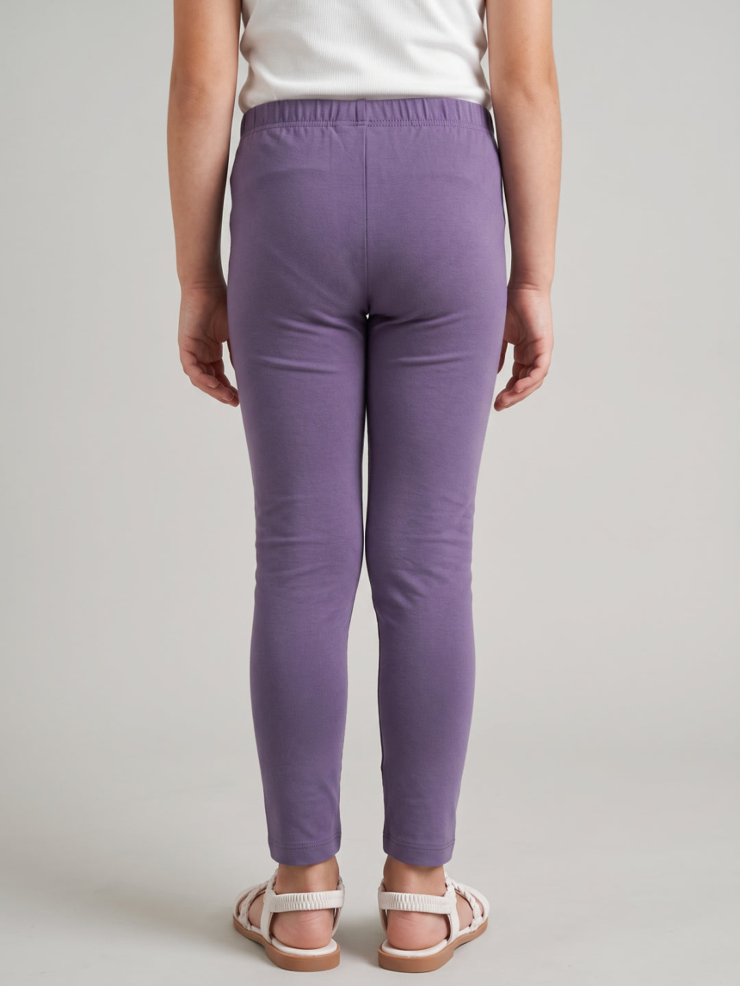 Lilac Cotton Stretch  Cropped Leggings