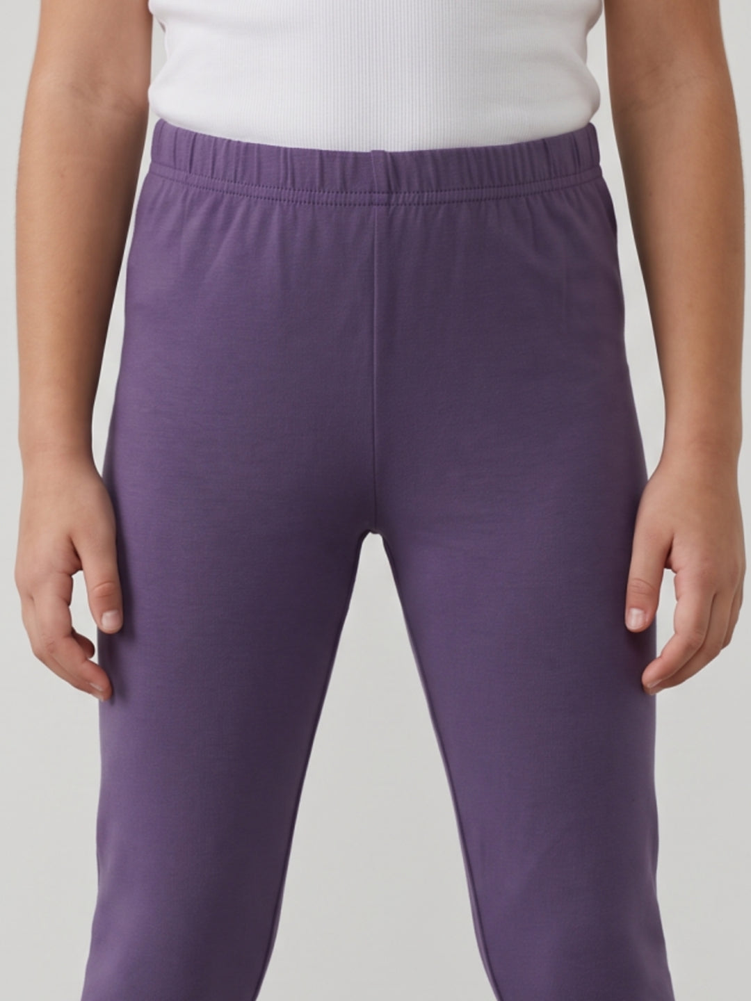 Lilac Cotton Stretch  Cropped Leggings