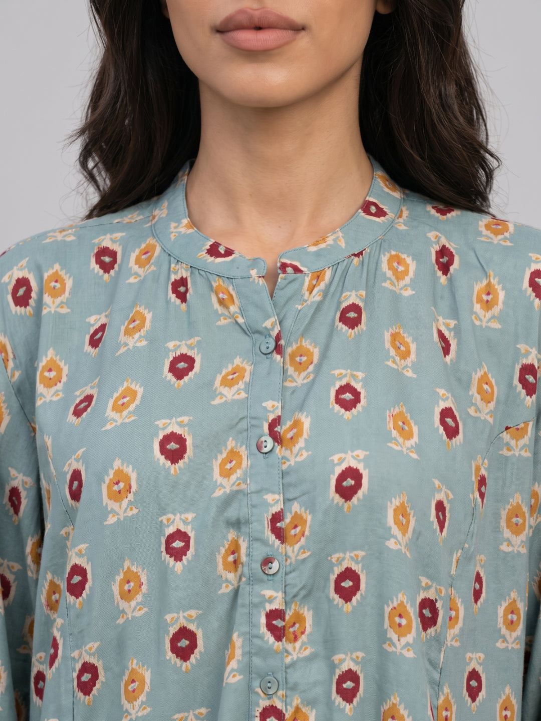 Green Viscose Floral Print A-Line Kurta