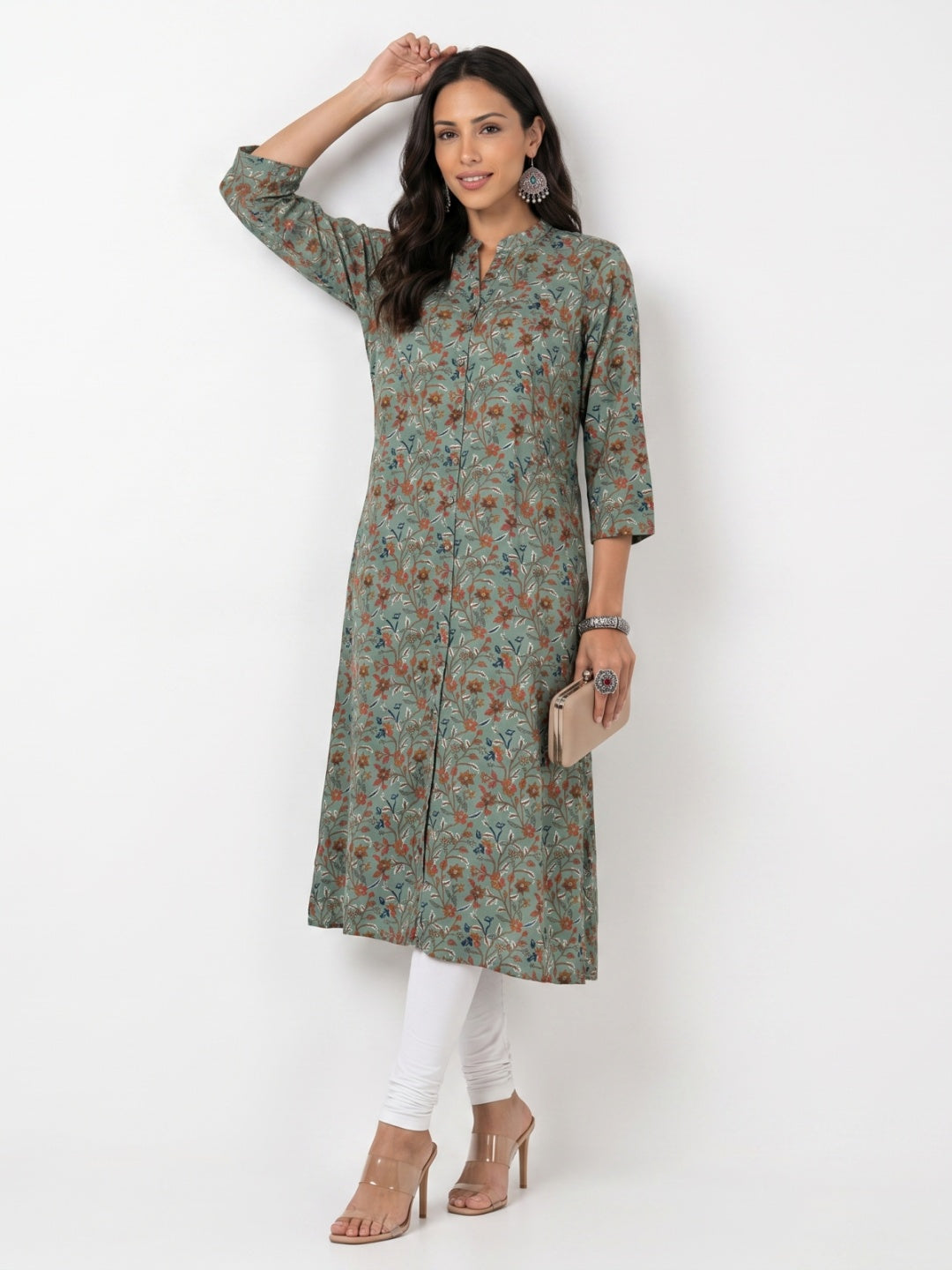 Viscose Botanical Floral Print A-Line Kurta