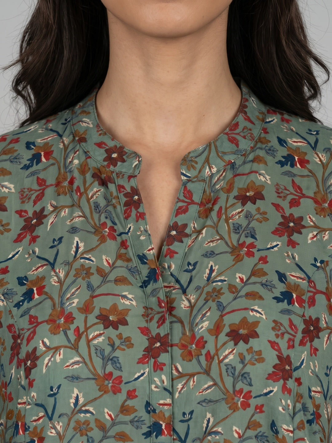 Viscose Botanical Floral Print A-Line Kurta