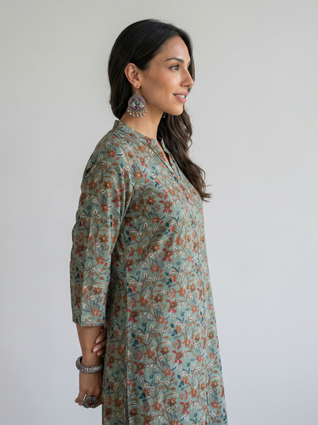 Viscose Botanical Floral Print A-Line Kurta