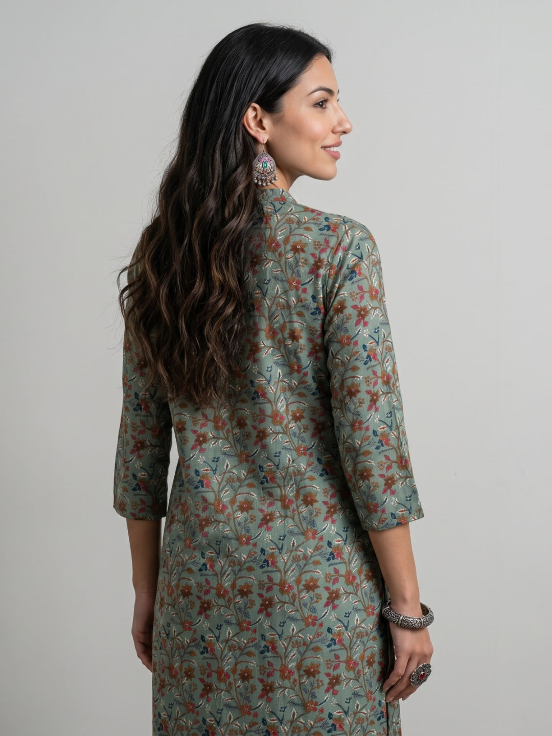 Viscose Botanical Floral Print A-Line Kurta