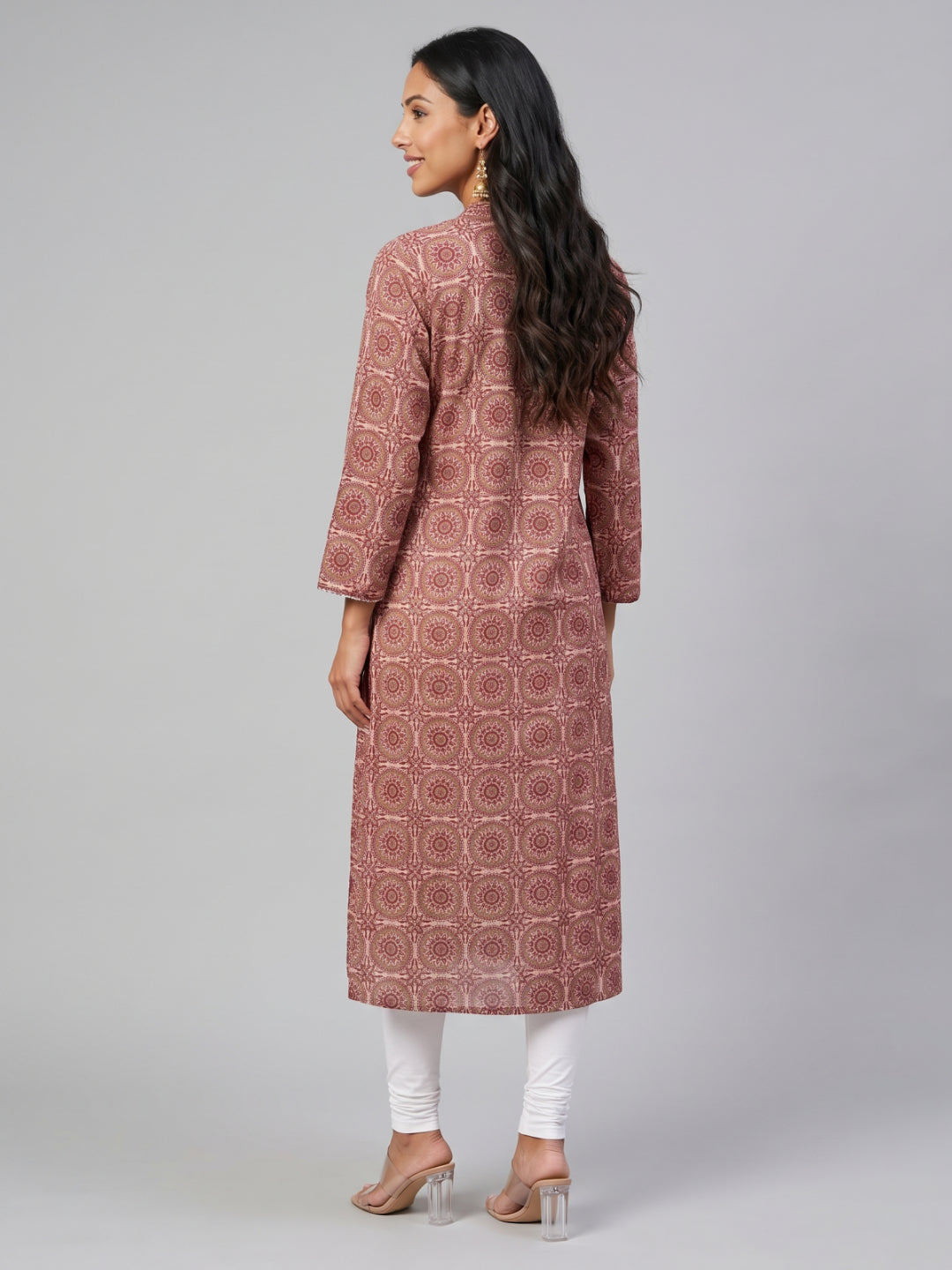 Maroon Viscose Floral Print A-Line Kurta
