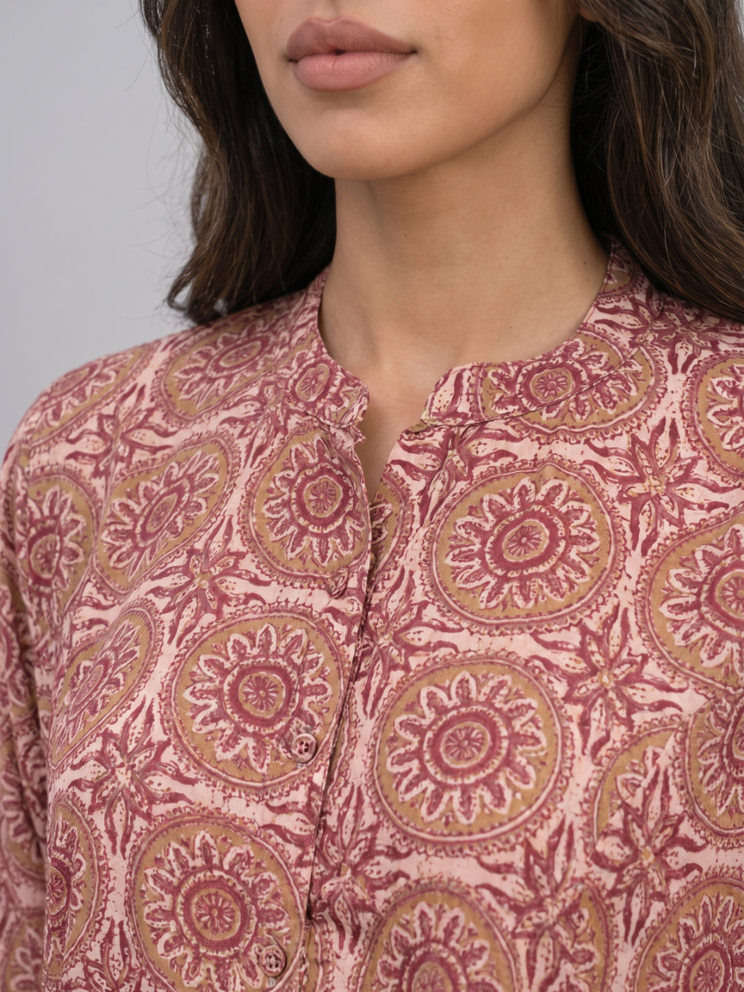 Maroon Viscose Floral Print A-Line Kurta