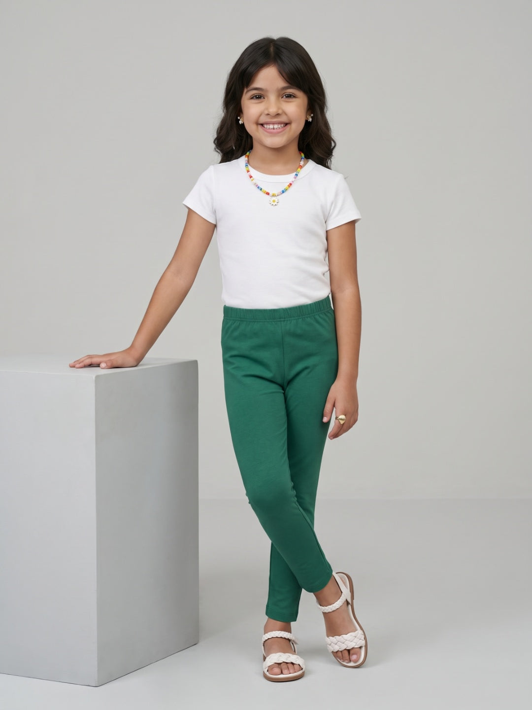Light Mint Cotton Stretch  Cropped Leggings