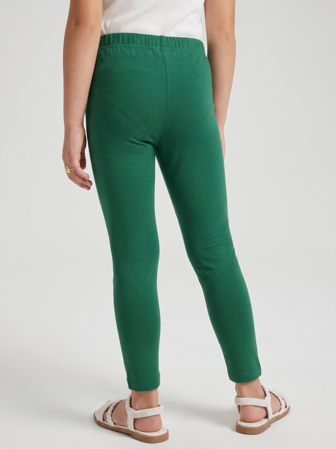 Light Mint Cotton Stretch  Cropped Leggings