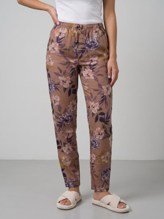 Medium Pink Woven Viscose Printed Lounge Pants