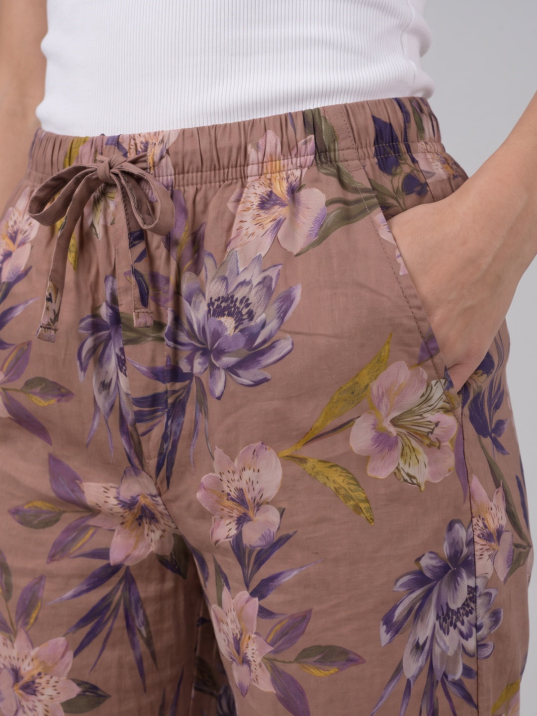 Medium Pink Woven Viscose Printed Lounge Pants