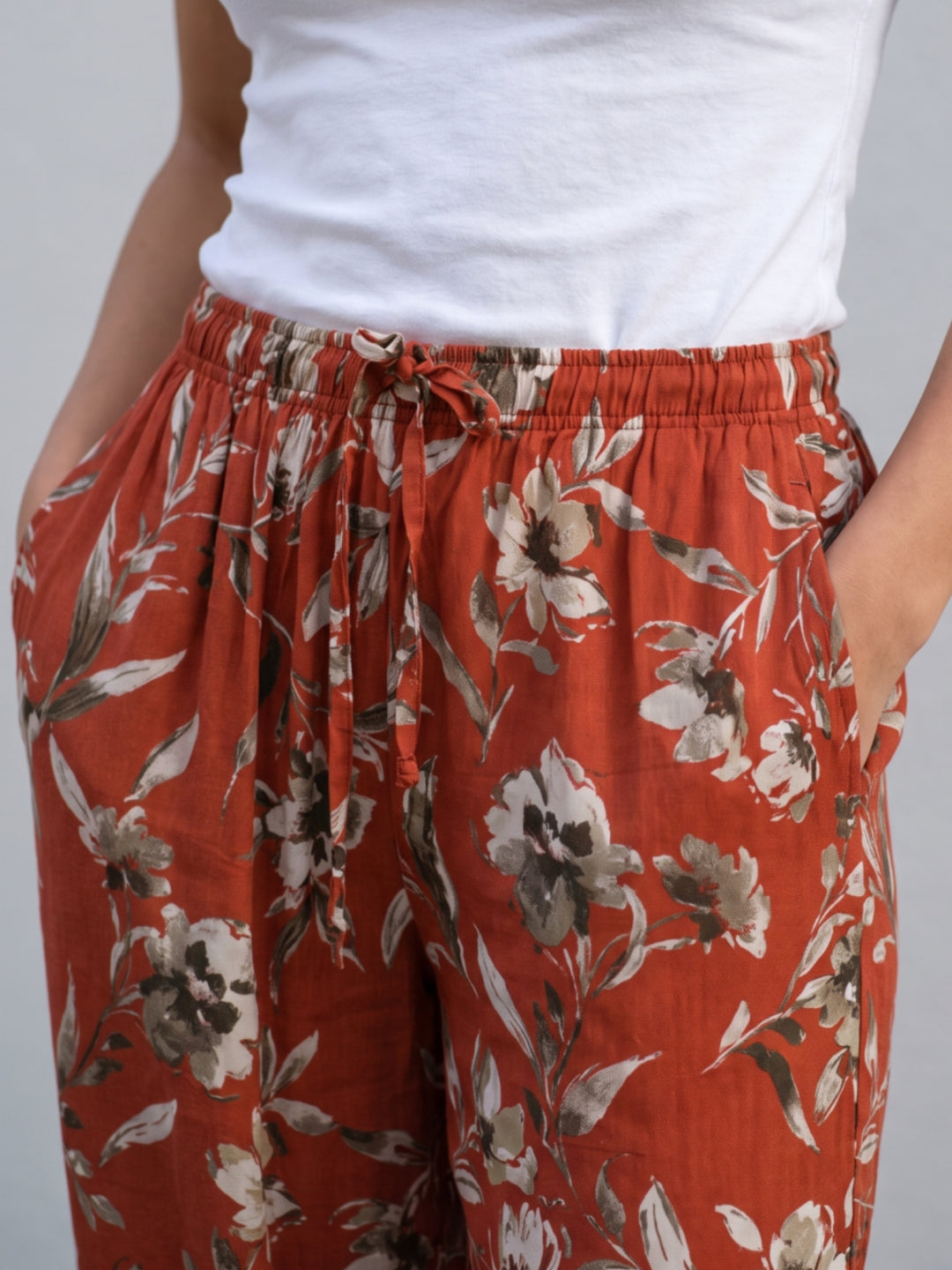Brown Woven Viscose Printed Lounge Pants