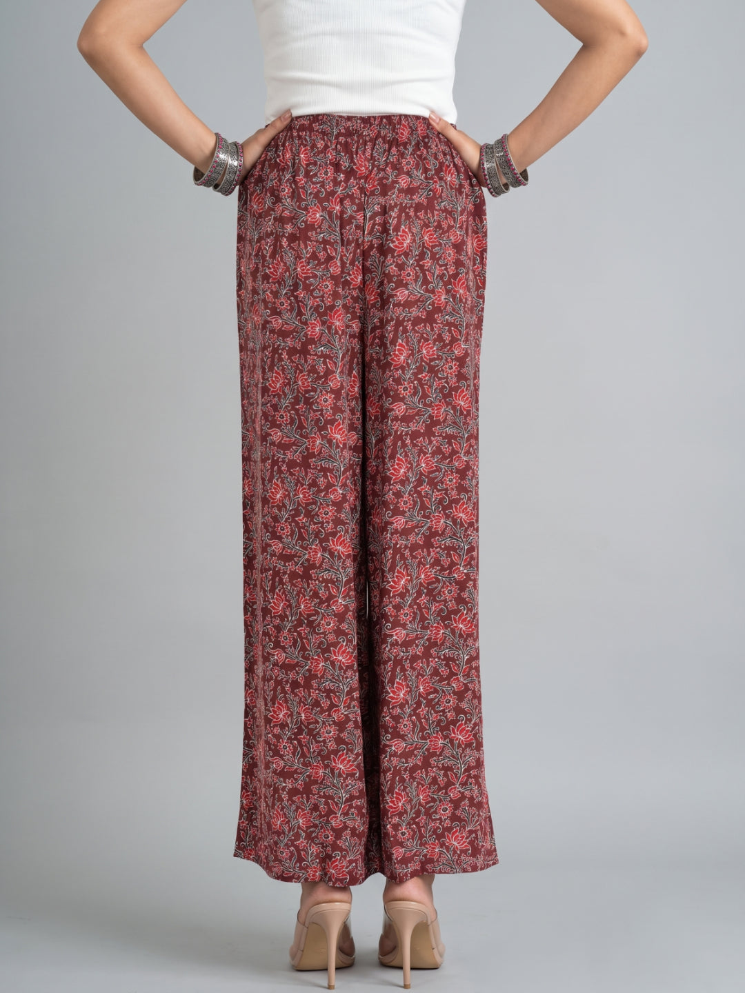 Maroon Viscose Printed Palazzo