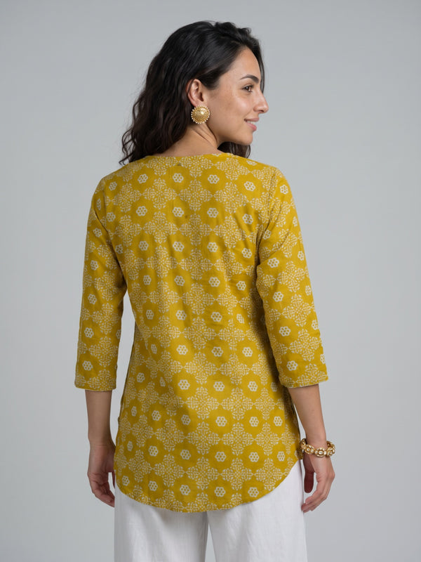 Embroidered Neck Printed Tunic Top – Go Fashion (India) Limited
