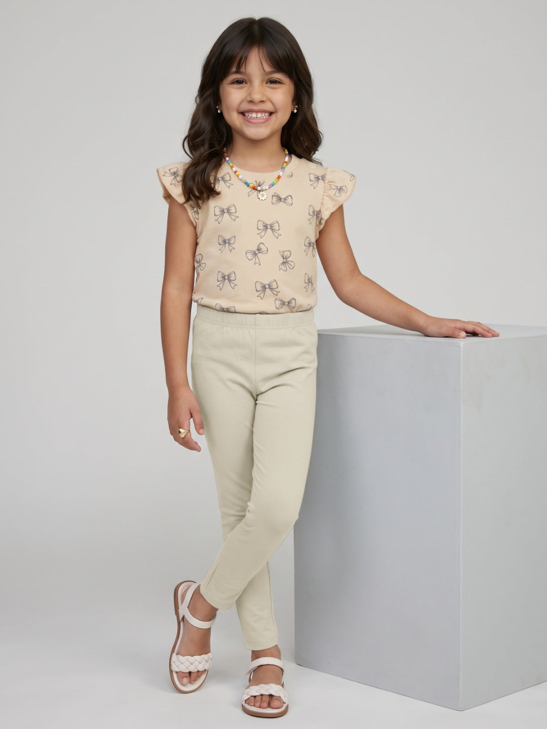 CreamCotton Stretch  Cropped Leggings