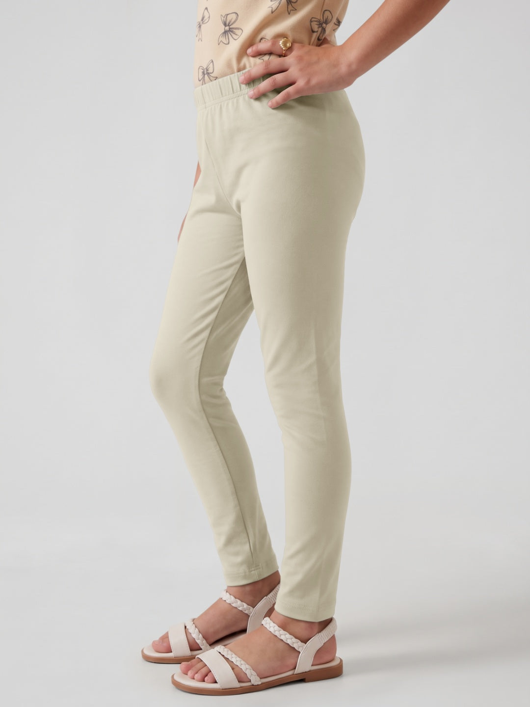 CreamCotton Stretch  Cropped Leggings