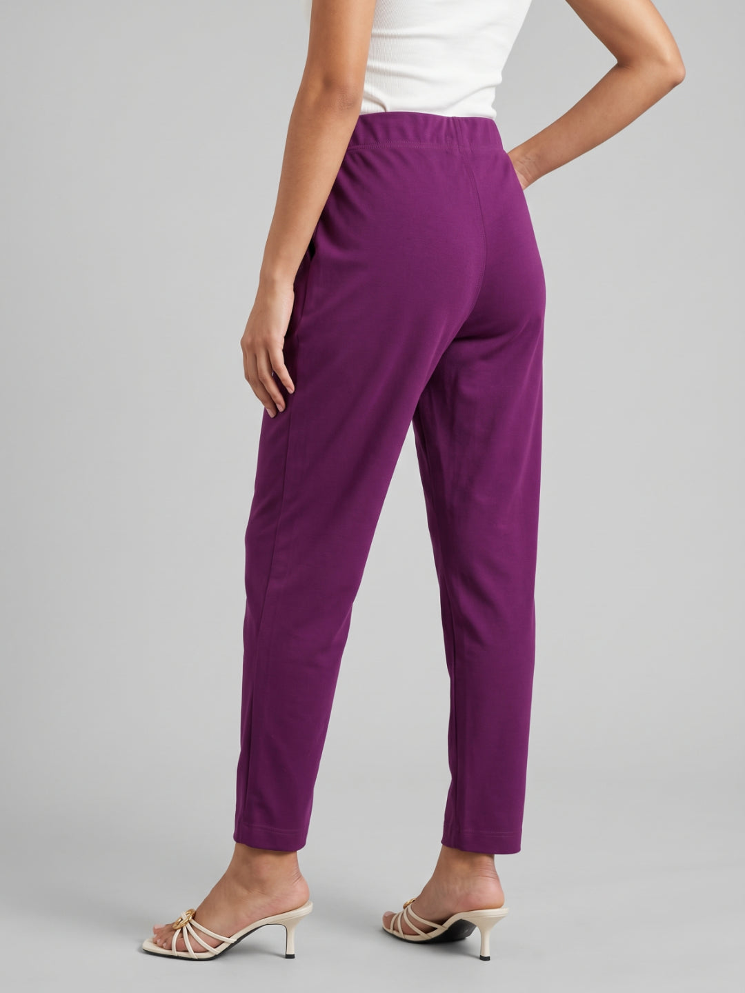 Medium Purple Cotton Stretch Kurti Pants